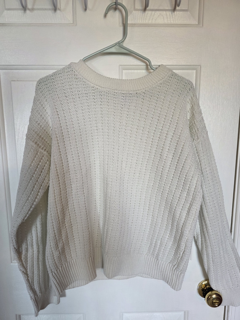 Cream Lightweight Knit Sweater - Women's Cozy Crewneck